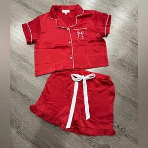 Simply Southern Red Satin Pajama Set with White  Trim
